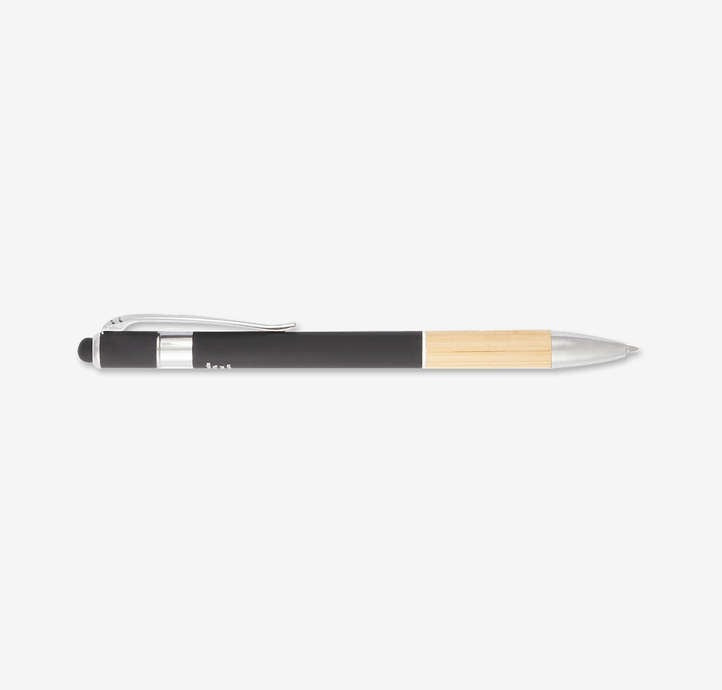 Full Color Recycled Aluminum and Bamboo Ballpoint Stylus Pen (blue ink)