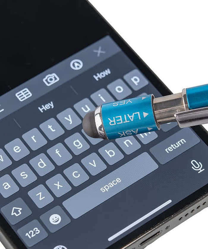 Laser Engraved Recycled Aluminum Spin Top Game Stylus Pen (black ink)
