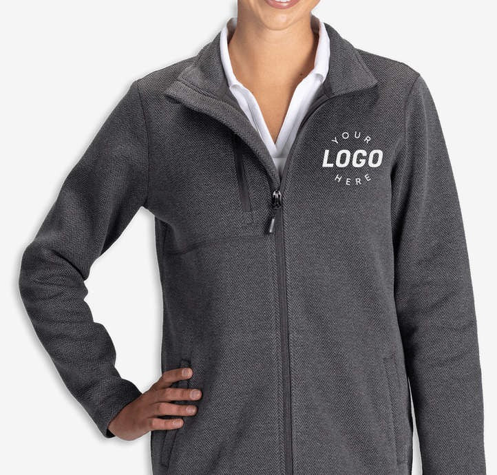 Women's Herringbone Full Zip Fleece Jacket