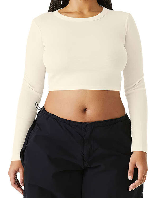 Women's Micro Rib Long Sleeve Crop T-shirt