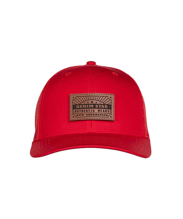 Snapback Trucker Hat - Rectangle Faux Leather Patch - Laser Engraved