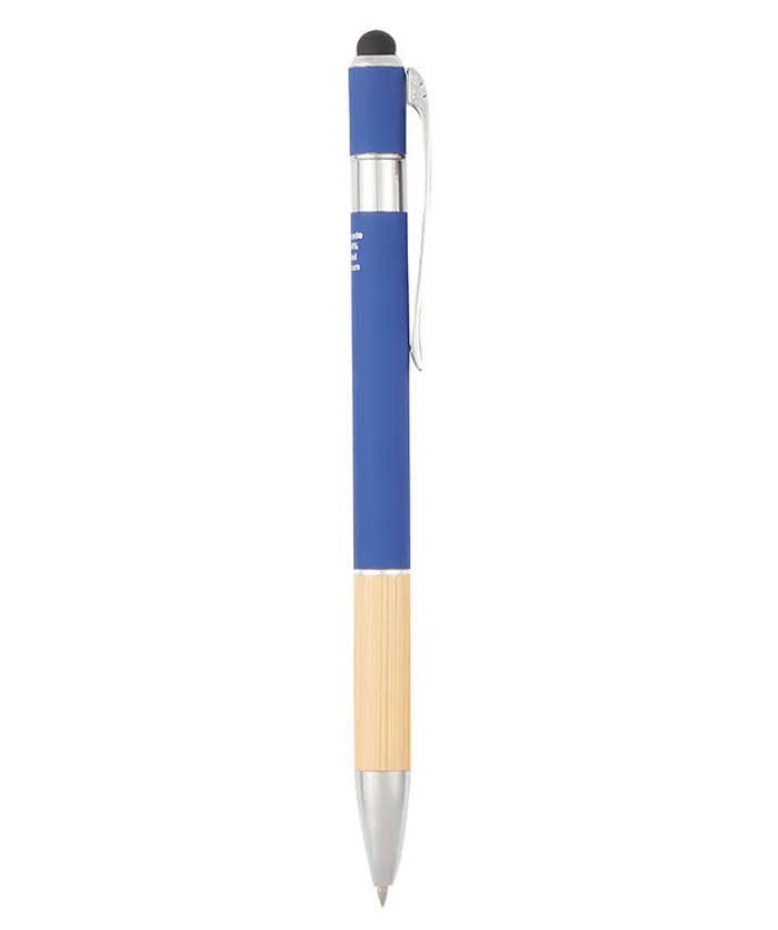 Full Color Recycled Aluminum and Bamboo Ballpoint Stylus Pen (blue ink)