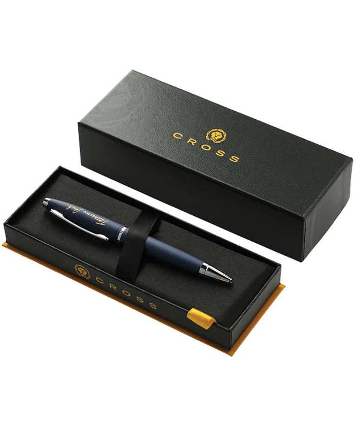 Laser Engraved Cross Calais Metallic Midnight Blue Ballpoint Pen (black ink)