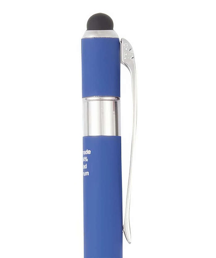 Full Color Recycled Aluminum and Bamboo Ballpoint Stylus Pen (blue ink)
