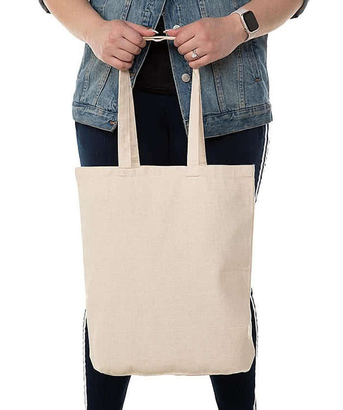 Medium Self-Fabric Handles Gusseted Canvas Tote Bag