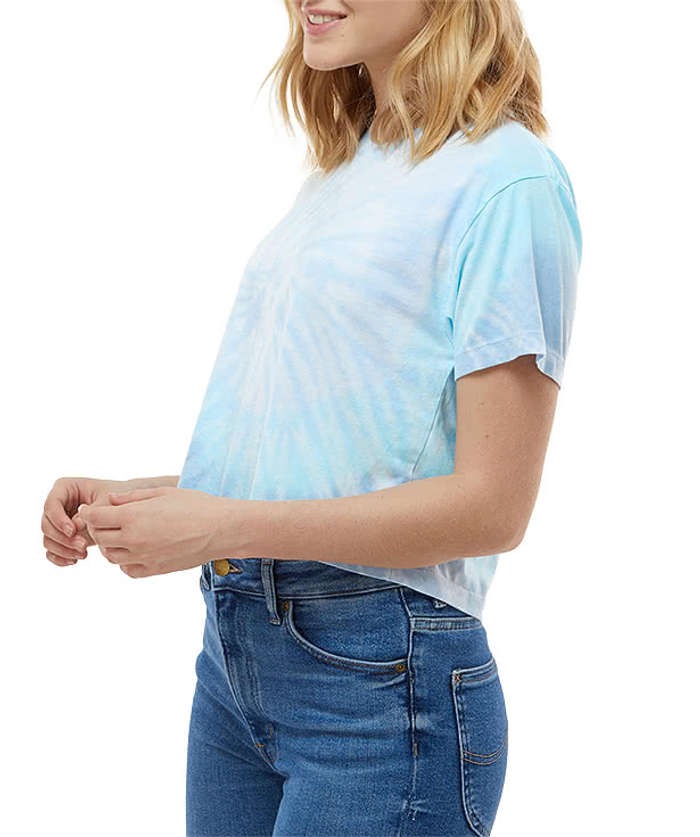 Colortone Women's Tie-Dye Jersey Blend Crop T-shirt