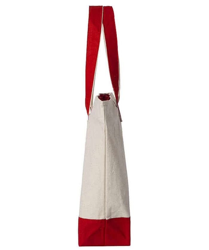 Large Front Zipper Cotton Tote Bag