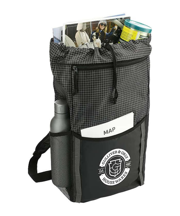 Full Color Grid Drawstring Backpack