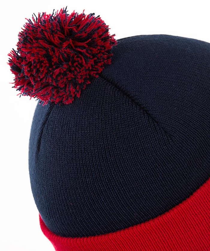 Embroidered Pom Pom Knit Hat