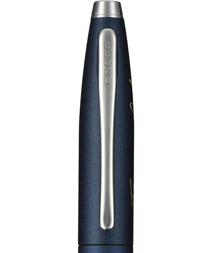 Laser Engraved Cross Calais Metallic Midnight Blue Ballpoint Pen (black ink)