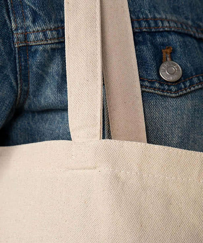 Medium Self-Fabric Handles Gusseted Canvas Tote Bag