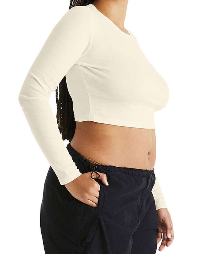 Women's Micro Rib Long Sleeve Crop T-shirt