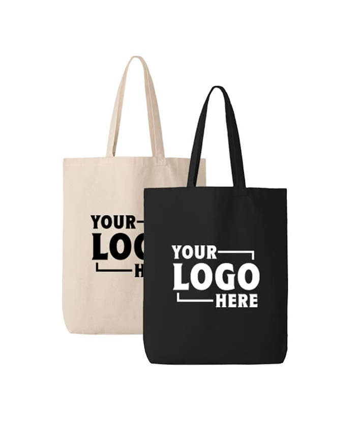Medium Self-Fabric Handles Gusseted Canvas Tote Bag