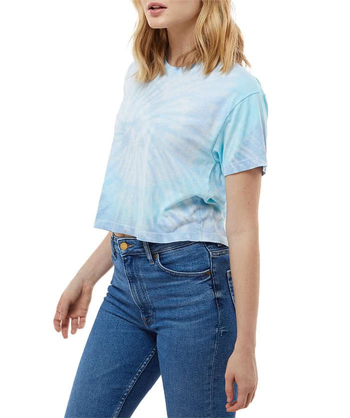Colortone Women's Tie-Dye Jersey Blend Crop T-shirt